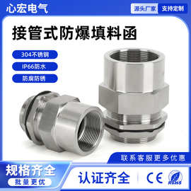 定制 不锈钢接管式防爆格兰 内外丝防爆接头 填料函 管接头