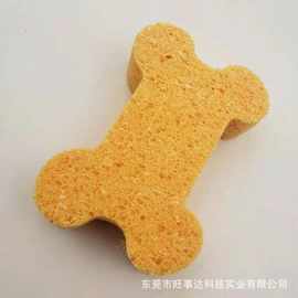 圆形蜂窝柔软卡通木浆绵洗脸扑 小熊大象小鸭骨头卡通沐浴木浆棉