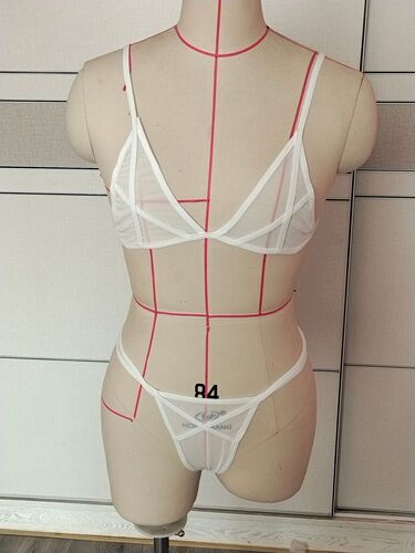 Foreign trade European and American sexy lingerie women's mesh transparent strap bra and underwear three-point set dropshipping