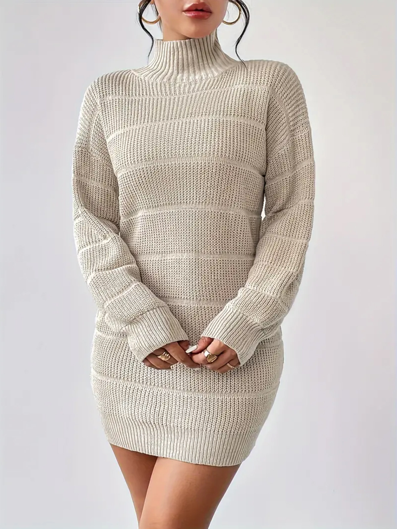 464g Weight Above Knee Dress Length Type Long Sleeve Sleeve Length Sheath Dress Dresses Type Regular Sleeve Sleeve Type Polyester Fabric Type Mid Waist Waist Line Daily Occasion Turtleneck Neckline Slim Fit Type Solid Color Pattern Winter, Autumn Season Women's Gender Casual, Elegant Style Wholesale Women's Casual Elegant Solid Color Daily Turtleneck Long Sleeve Sheath Dress 17