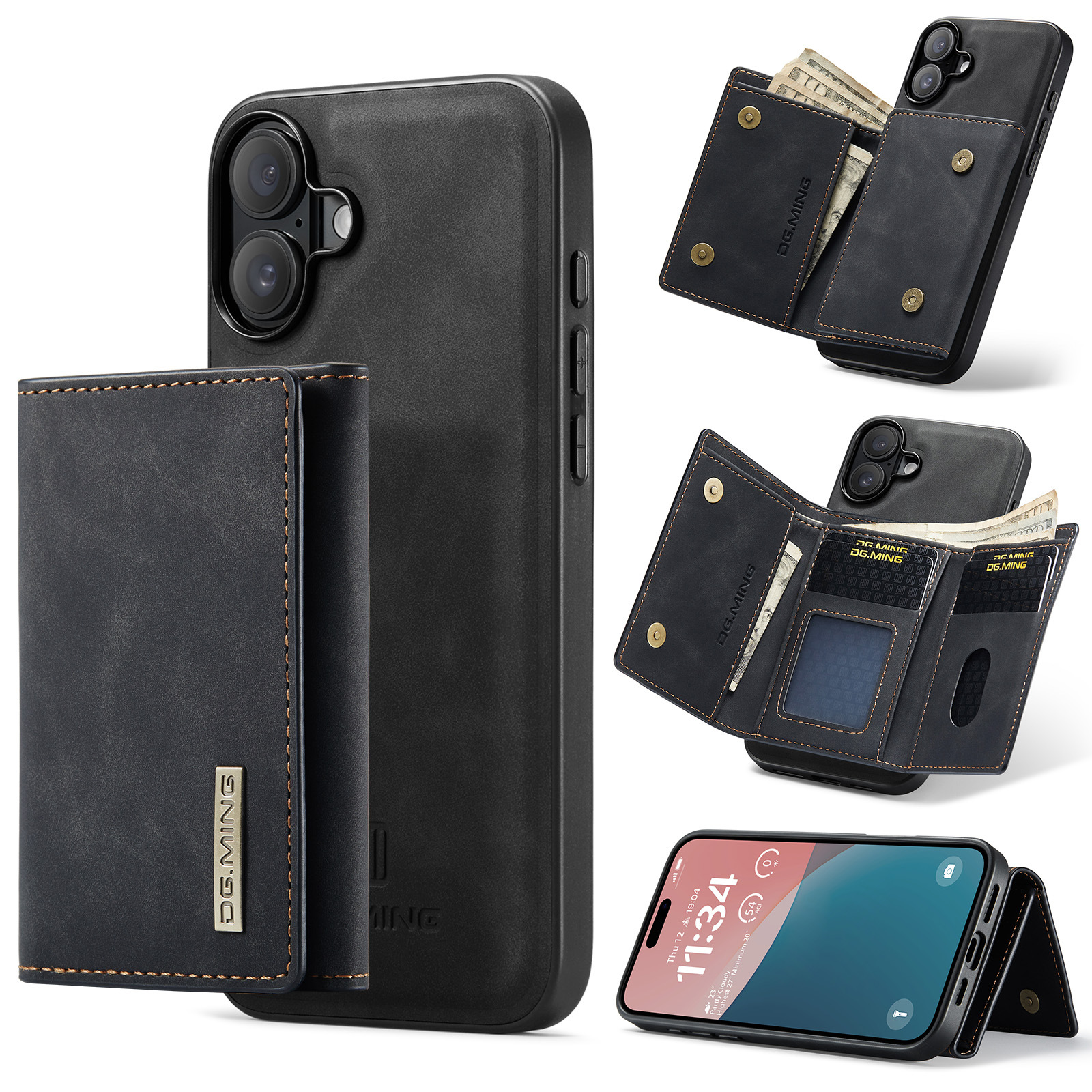 M1 per iPhone11 custodia protettiva magnetica con portafoglio per 11 Pro Max custodia magnetica con portafoglio diviso per telefono_voghion.com