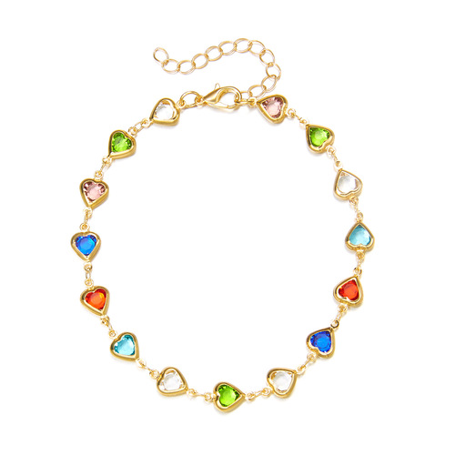 Summer new arrivals European and American cross-border accessories candy-colored heart-shaped colorful anklets fashionable versatile women's devil's eye jewelry