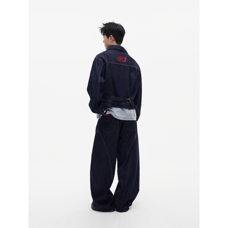 Trendy Brand 25 Autum New American Retro High-Quality Washed Dark Blue Men's and Women's Denim Suit Jacket Boxy Jacket Trendy Brand 25 Autum New American Retro High-Quality Washed Dark Blue Men's and Women's Denim Suit Jacket Boxy Jacket
