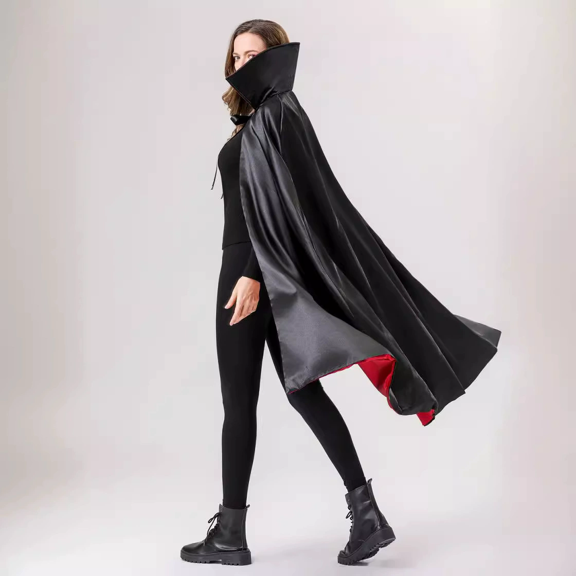 Хэллоуин cloak взрослый костюм макияжа красный и черный плащ с высоким воротом, мертвый плащ, пиратский вампирский плащ