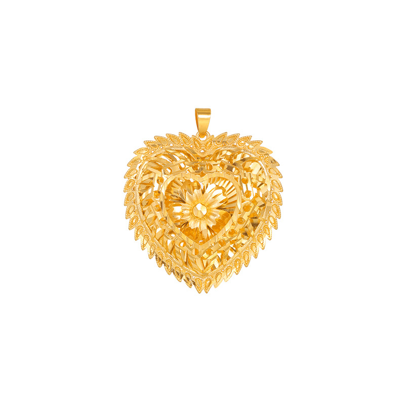 Nuevo melocotón corazón hueco flor COLLAR COLGANTE imitación de oro romántico en forma de corazón colgante de las mujeres de arena accesorios de oro retro todo partido