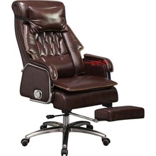 FJ真皮老板椅可躺舒适电脑椅商务午休椅家用办公按摩转椅升降多功