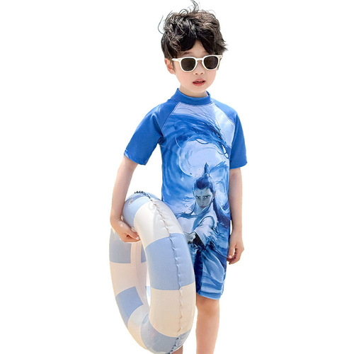 Children's Anime Nara Own Waterproof One-piece Swimsuit for Boys and Girls, New Quick-drying Short-sleeve Swimwear for Kids
