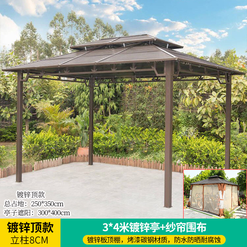 Pabellón al aire libre techo galvanizado pabellón tienda de campaña villa patio jardín terraza punto escénico ocio sombrilla gran cobertizo