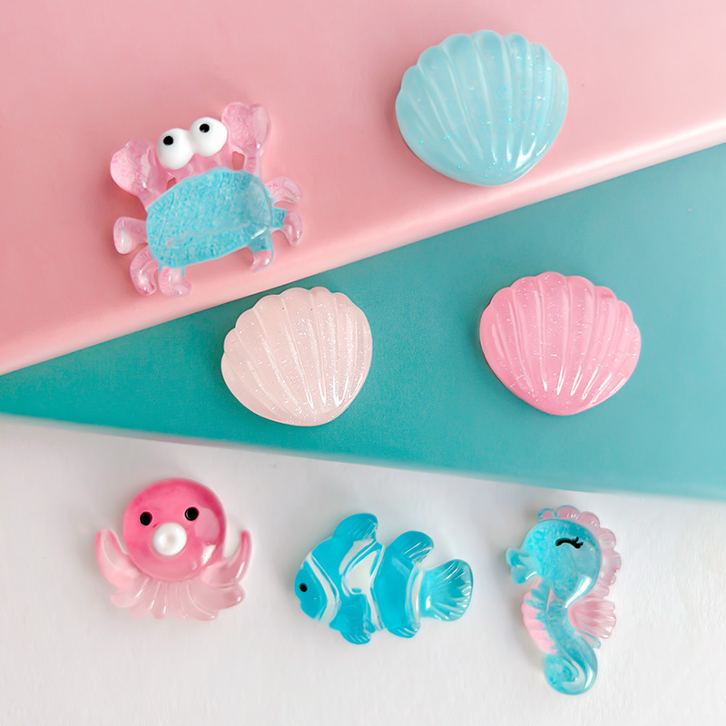 Transparent Color Ocean Party Resin Cartoon DIY Children's Bracelet Necklace Web Phone Case Fleshy Decoration Material
