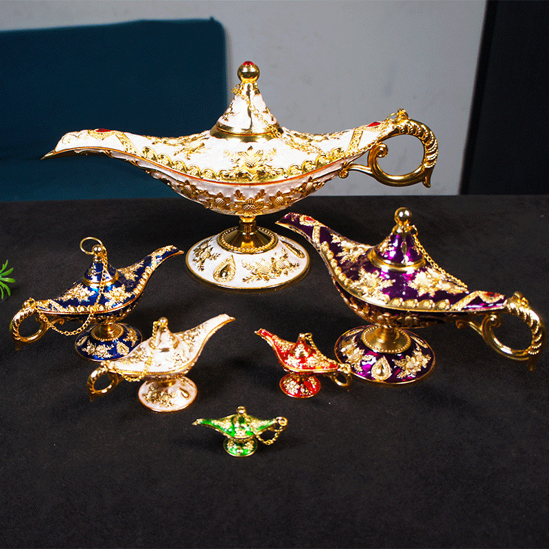 Metal Sunflower Magic Lamp Model Ornament Aladdin Metal Crafts Palace Dinner Decoration Props Wishing Lamp