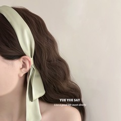 Matcha-flavored summer French streamer integrated headband Retro niche design milk green headband hair accessory