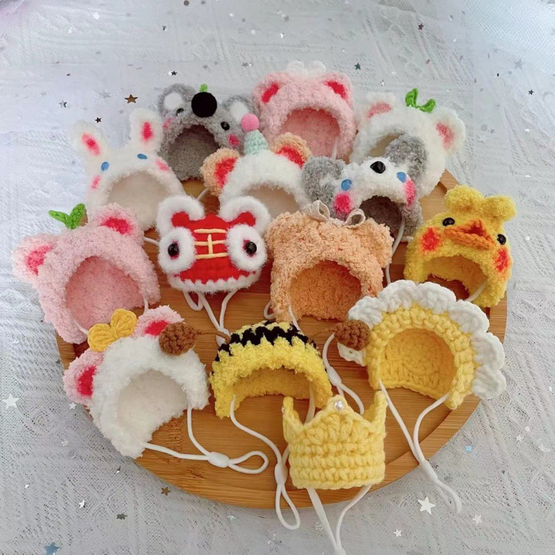 仓鼠鹦鹉帽子毛线宠物玩偶头套毛绒可爱迷你装饰帽荷兰猪配饰衣服