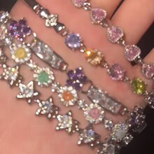 粉色甜美锆石爱心可调节手链轻奢高级感手环温柔小众时尚百搭手饰