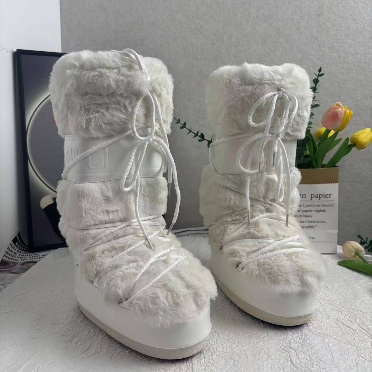 Теплые зимние нескользящие лыжные высокие сапоги, оптом