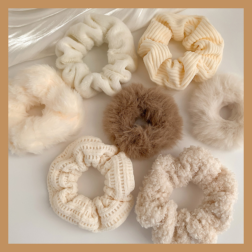 Corea del Sur alta Cola de Caballo Internet celebridad Otoño e Invierno nueva cuerda de pelo Banda de pelo de felpa marrón de leche al por mayor banda de goma