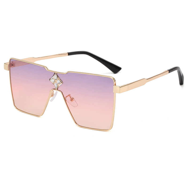 Ventas directas de fábrica nuevas gafas de sol cuadradas de metal transfronterizas europeas y americanas gafas de sol de Marco grande gafas de sol de moda de una pieza para mujer lote