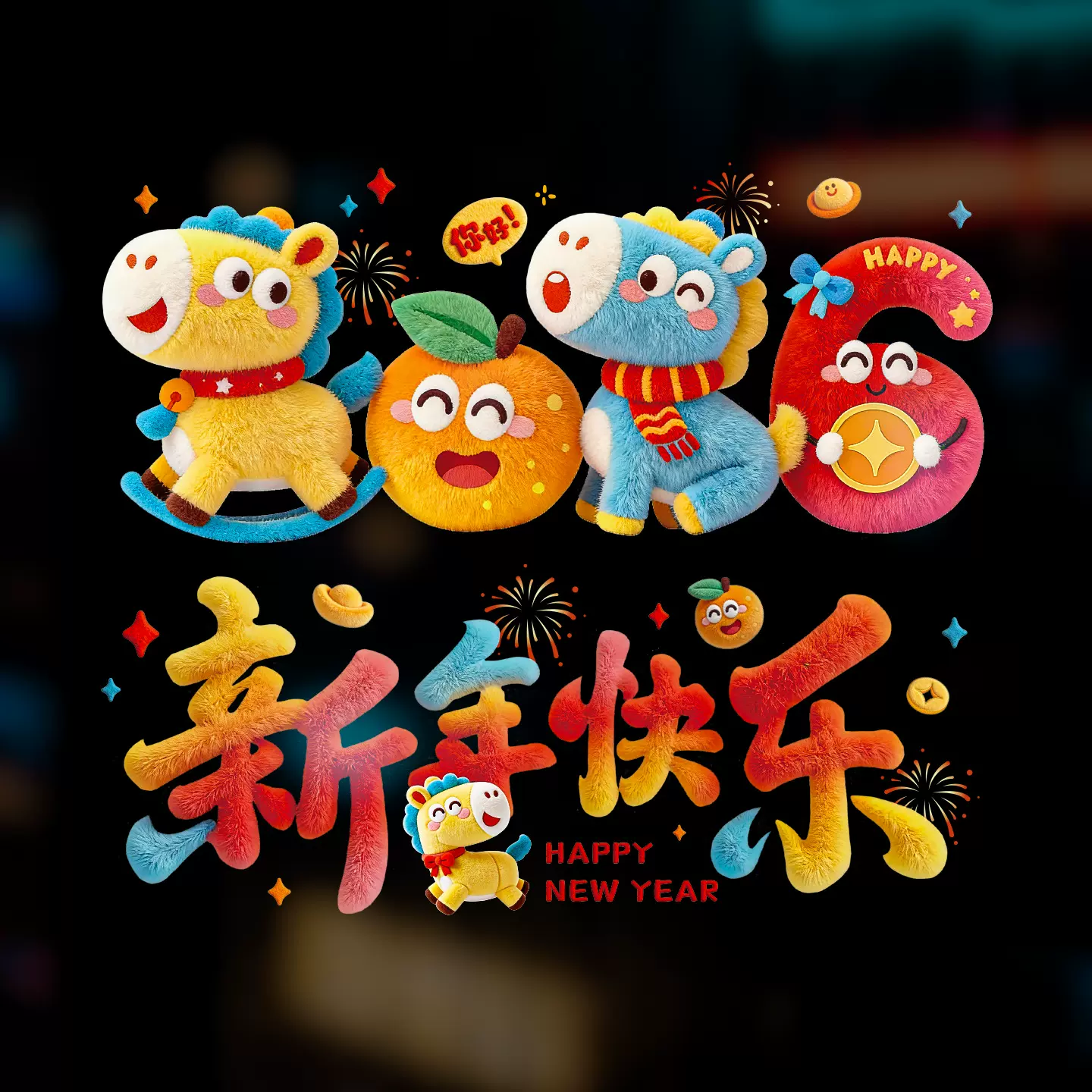 2026马年静电贴福字剪纸窗花新年元旦装饰卡通生肖春节橱窗玻璃贴