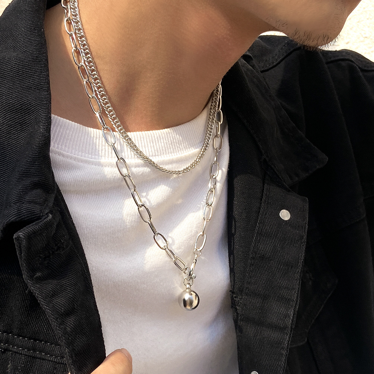 Fashion Solid Color Alloy Menu0027S Layered Necklaces 1 Piece