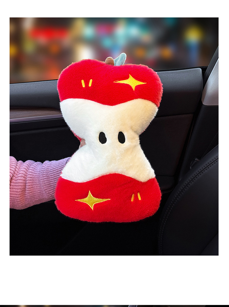 Car Headrest Plush Cute Apple Driving Lumbar Support for Women Creative Cartoon Cushion Lumbar Pad Car Backrest
