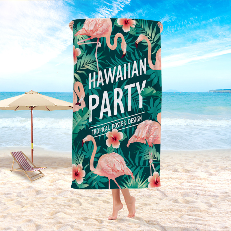 跨境直供北欧新品火烈鸟居家成人儿童海边沙滩游泳速干双面绒浴巾