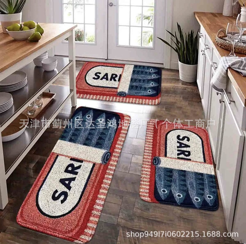 Cross-Border Creative and Personalized Salted Fish-Themed Entrance Home Floor Mat, Dirt-Resistant, Wear-Resistant, Faux Cashmere, Easy to Clean