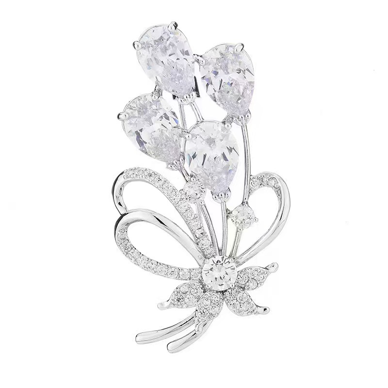 Tulpvormige broche met diamanten legering broche voor dames_voghion.com