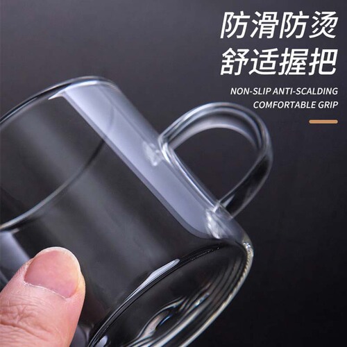 Wholesale heat-resistant glass tea cup, transparent handmade coffee flower tea cup, heat-resistant glass tea cup