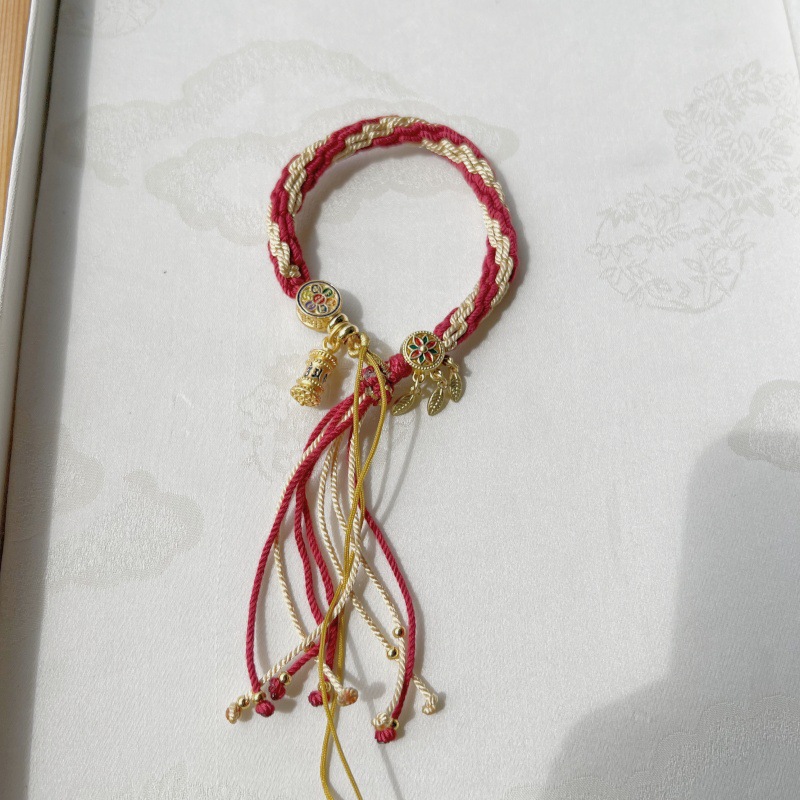 Mano tejida estilo Xizango mano cuerda zachilam mano cuerda verde madre cinco maestro thangka pulsera Xizanga mano cuerda regalo femenino