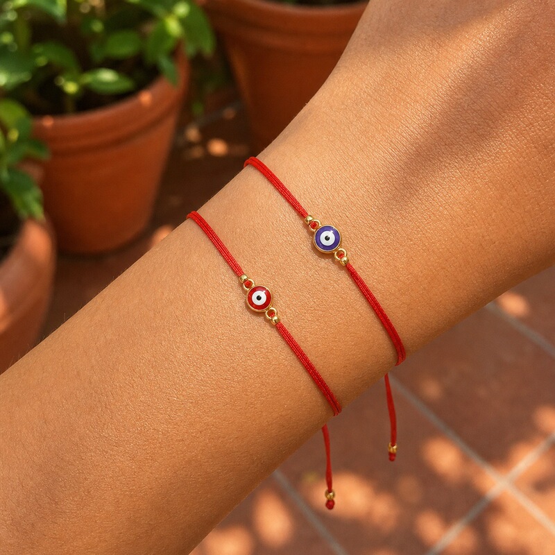 GO2BOHO Red Rope Bracelet, Handmade Woven with Color Block Eye Design, Unisex, Individually Packaged for Cross-Border Sales GO2BOHO Red Rope Bracelet, Handmade Woven with Color Block Eye Design, Unisex, Individually Packaged for Cross-Border Sales