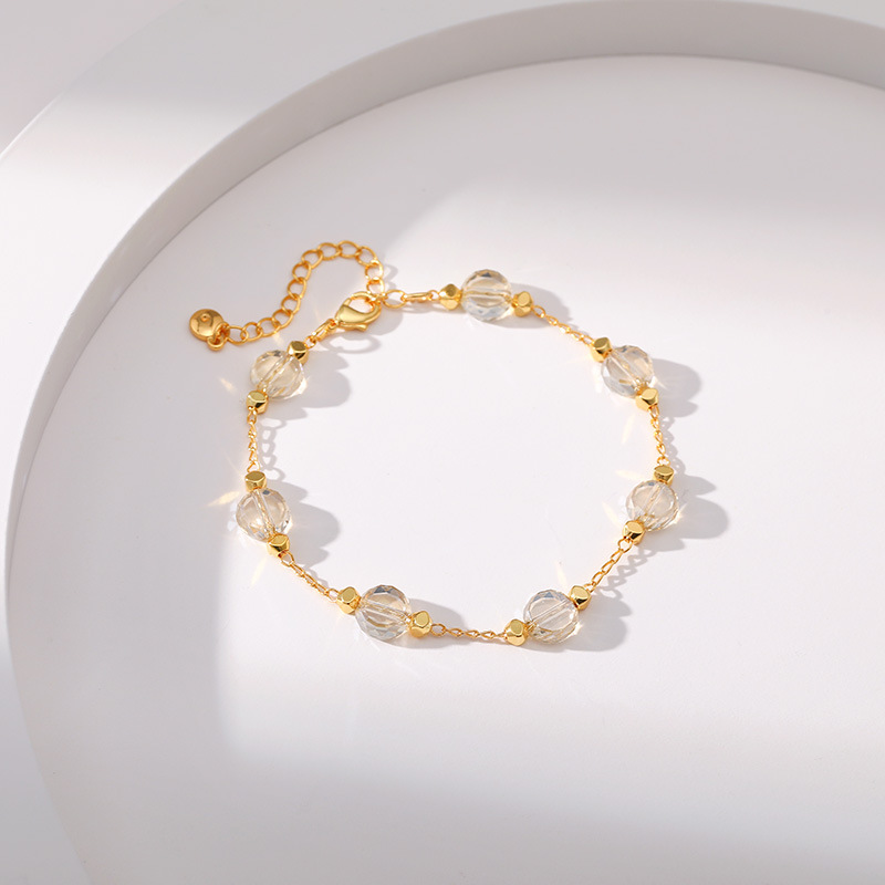 Retro Round Copper Inlay Glass Bracelets 1 Piece