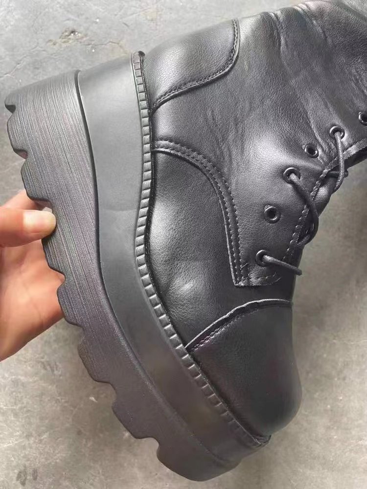 Damen Plateau Stiefeletten Mit Absatz Und Schnalle Für Den Winter_voghion.com