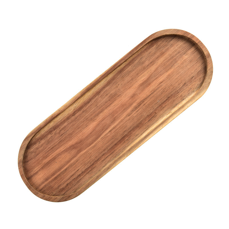 Acacia madera rectangular dividida en tres placas de madera de madera creativa taza de té de bocadillos de madera bandeja de madera de café