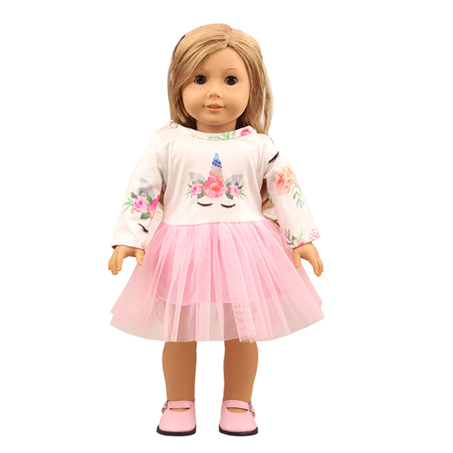 18 pulgadas American Girl Doll Casa de juegos Venta caliente Falda de gasa de unicornio 43cm Ropa de muñeca de renacimiento Falda de gasa de color