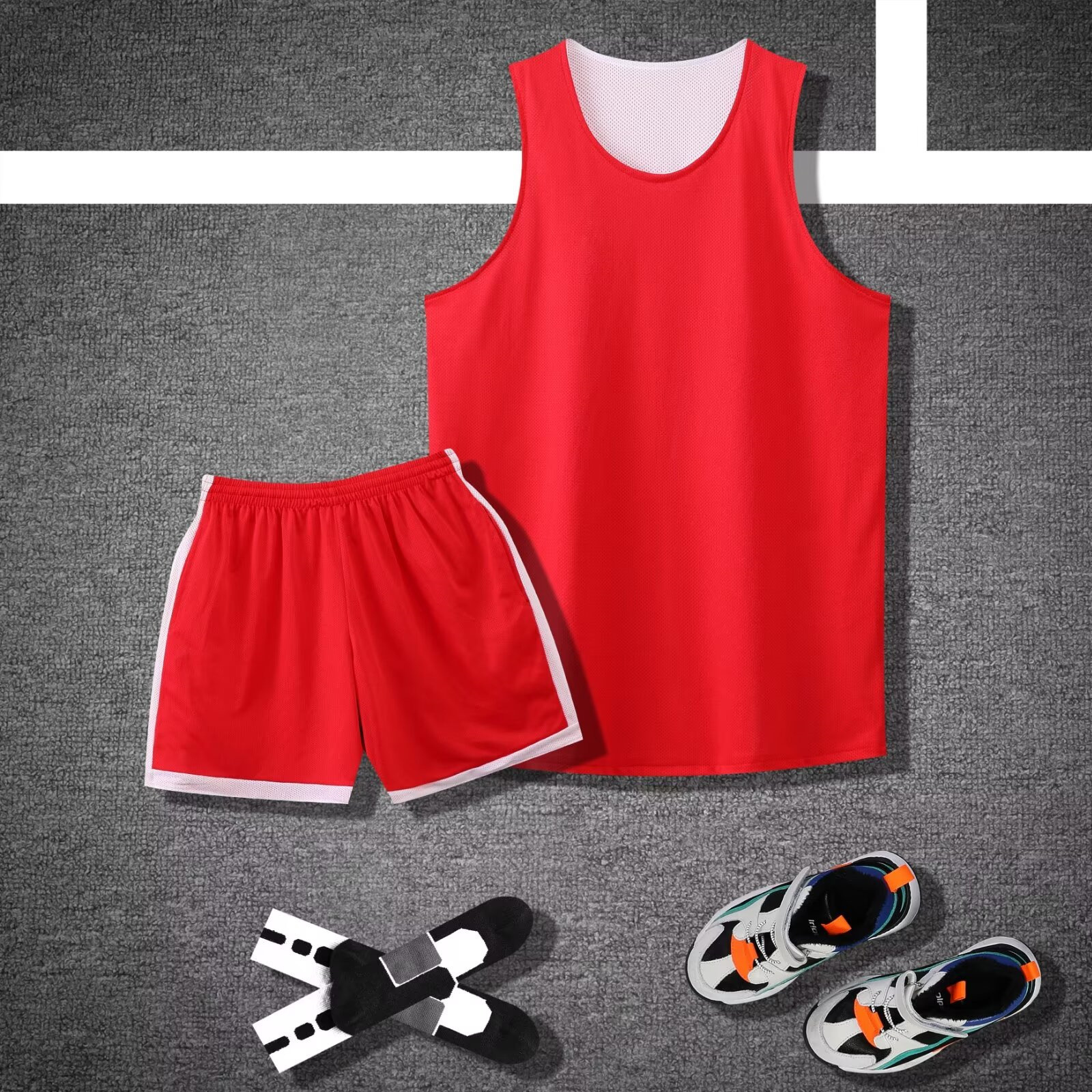 309 High-resistant American Double-sided Basketball Uniform suit Adult Competition Team Jersey Men's DIY Character Printing Team Uniform M-6