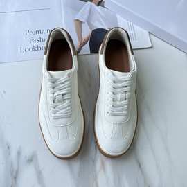 L*P无标全真皮情侣小白鞋休闲运动板鞋真皮拼色平底系带男鞋女鞋