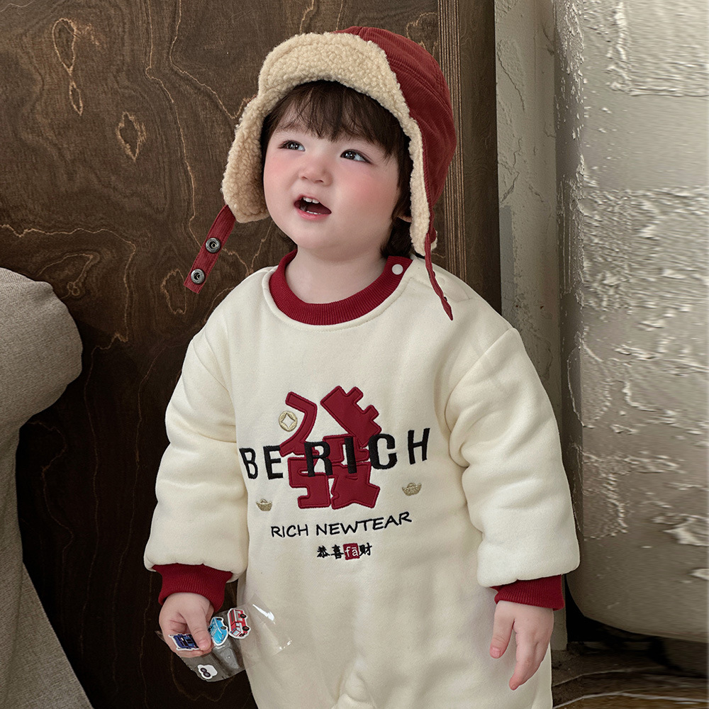 2024 nuevo invierno bebé de dibujos animados gas extranjero seguro y rico bebé grueso cálido y cómodo abrigo de algodón de una pieza suave