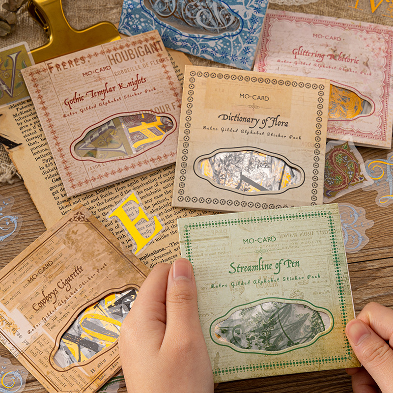 Mo Mo PET Sticker Pack Letter Retro Book Series English Letter diy Hand Account Decoration Base Material Sticker