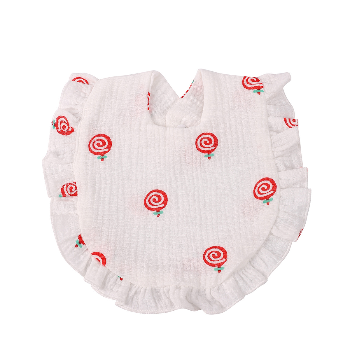 2023 toalla de saliva para bebé con volantes babero de encaje de gasa con estampado de algodón para bebé babero babero de saliva transfronterizo