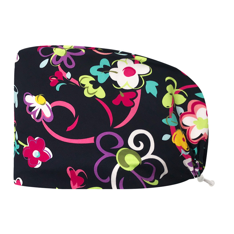 Sombrero de algodón estampado, bonito sombrero de enfermera, dientes, electrocardiograma, herramienta médica, patrón, sombrero de trabajo, sombrero Baotou, exportación