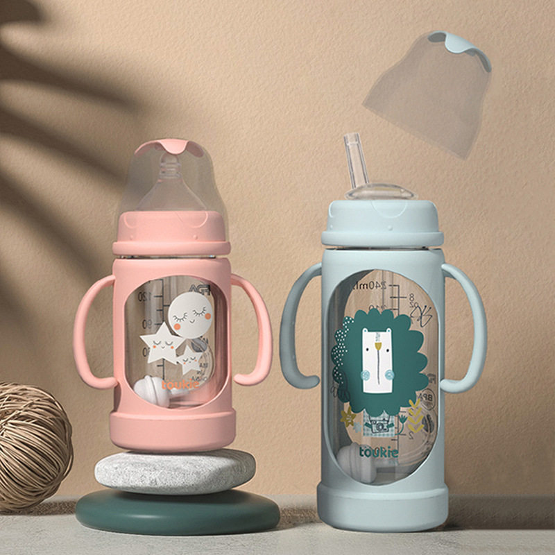 Toukie travieso recién nacido botella de alimentación de vidrio bebé de ancho calibre anti-choke leche anti-flatulencia botella de alimentación del bebé