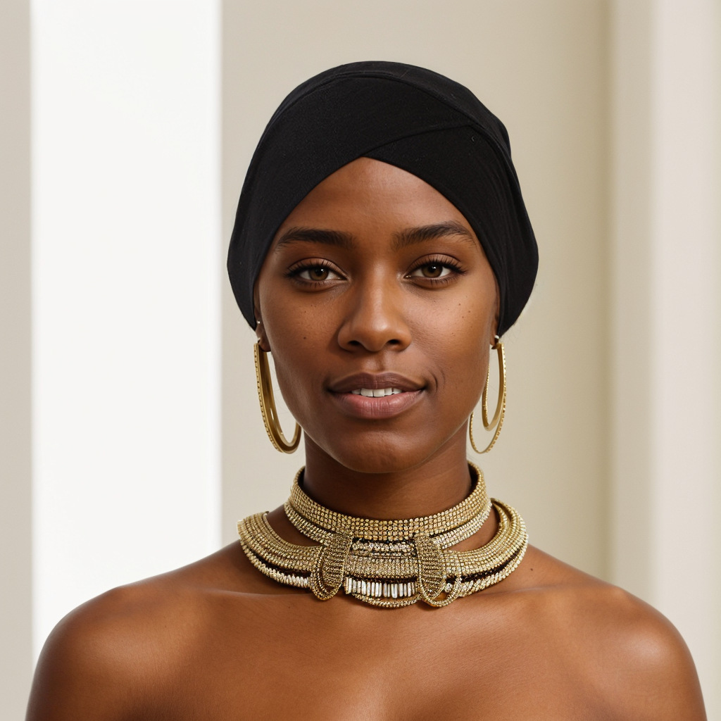 Foulard musulmano Cappello tubolare incrociato in cotone mercerizzato modal con cappuccio e base_voghion.com