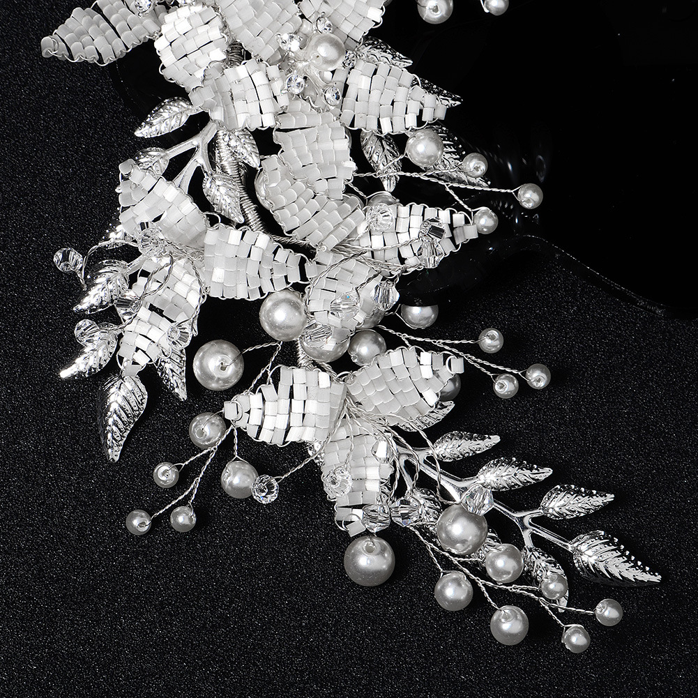 Mode Perle Strass Blatt Seite Entenschnabel Clip Großhandel Nihaojewelry display picture 4