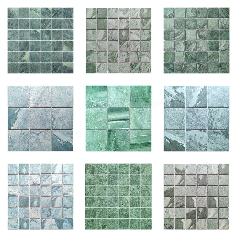 Glacier Blue Swimming Pool Non-Slip Mosaic Tiles Villa Landscape Pool Bathroom Imitation Stone Pattern Green Wall and Floor Tiles