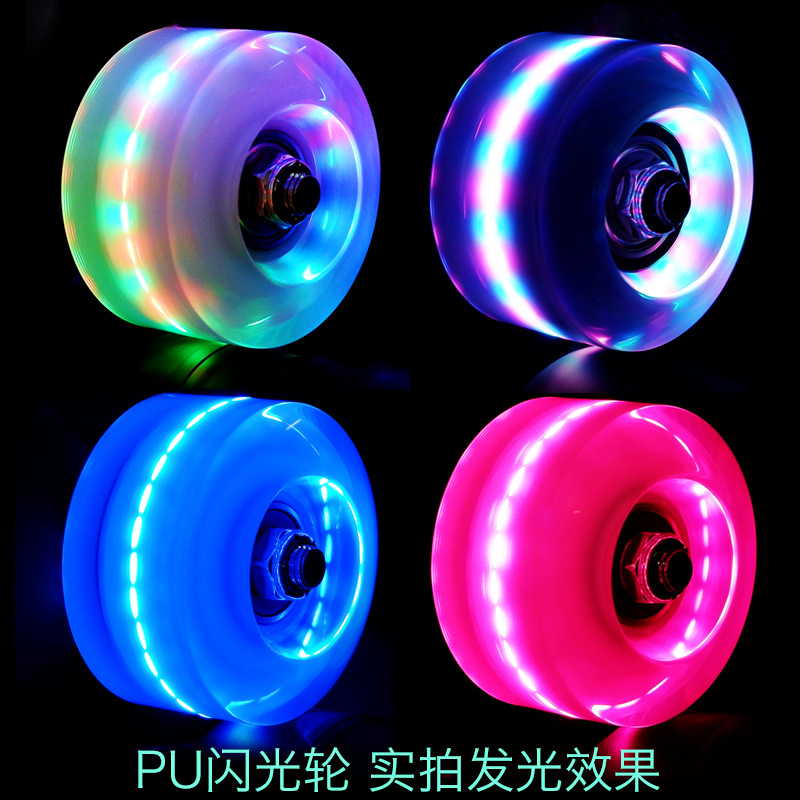 Skate Shoes with Flashing Wheels, Double-Row Four-Wheel Colorful Wheels, Luminous Wheels, Wear-Resistant Roller Skates with Light-Up Wheels