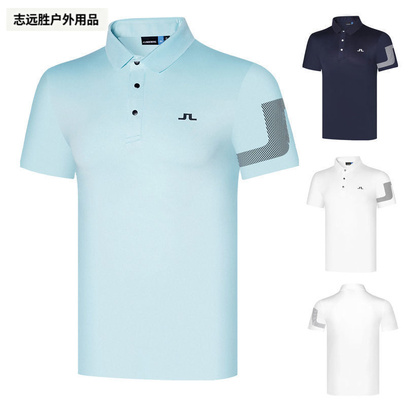 Golf Clothing Men's Short-Sleeved T-Shirt Summer Sports Polo Shirt Quick-Drying Breathable Outdoor Jersey Top White Summer
