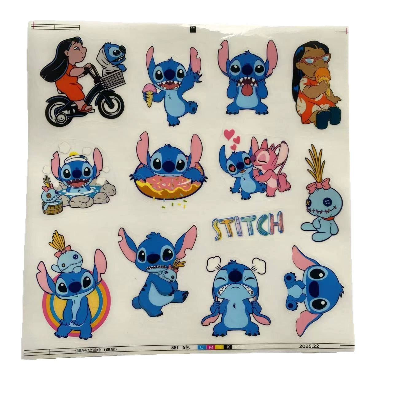 Милый стикер Стич из мультфильма аниме, водонепроницаемый, из ПВХ