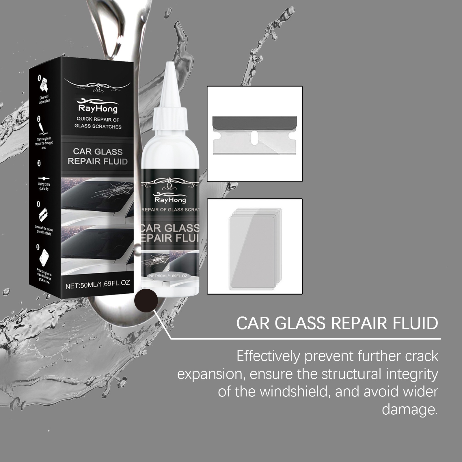 Rayhong Car Glass Care Glue Glass Nano Repair Liquid Quick Crack Repair Glass Care Glue