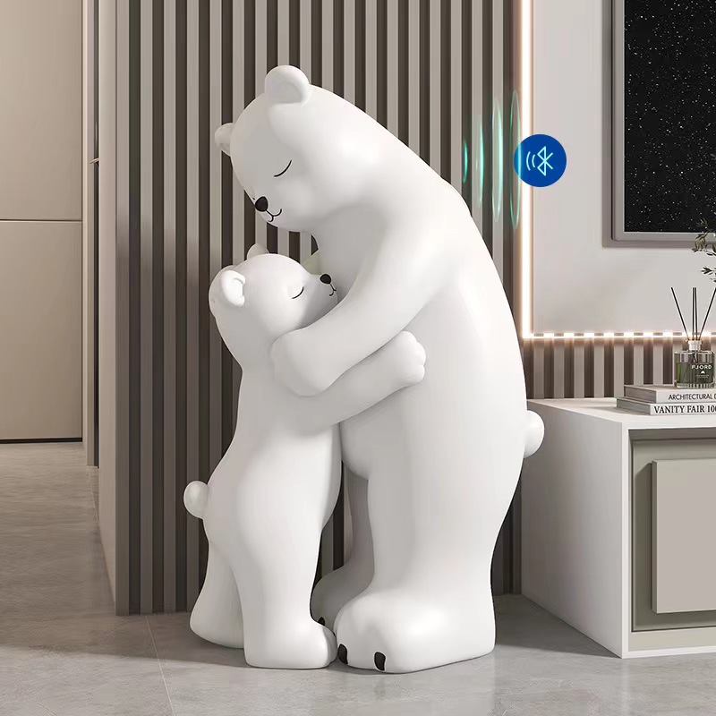 Scandinavian Style Floor-Standing Family Polar Bear Ornaments Living Room Tv Cabinet Next to the Sofa Model Room House Hall Decoration E18