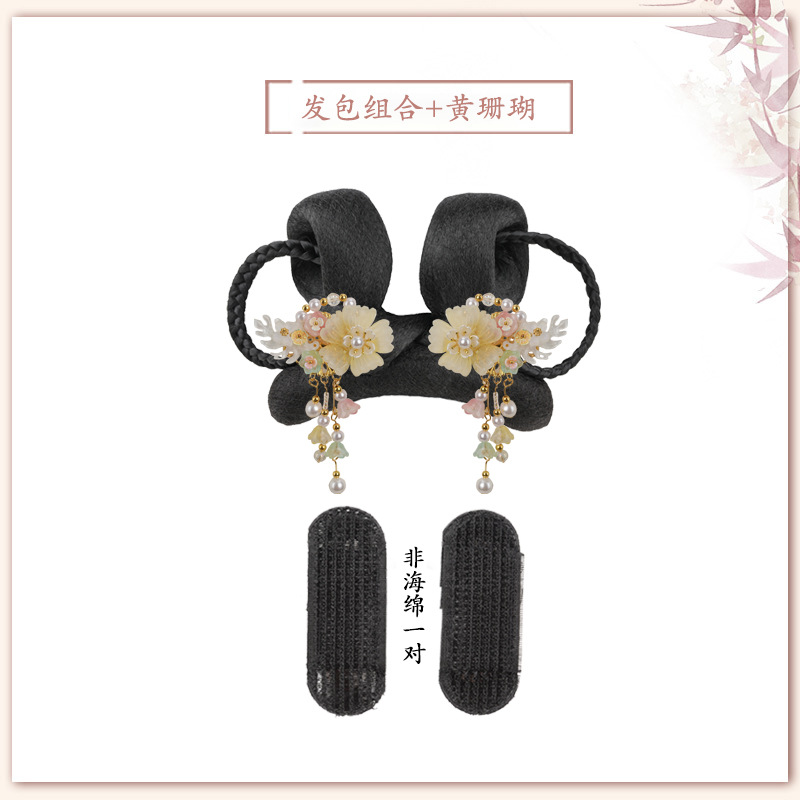 노란 산호 머리 액세서리의 쌍