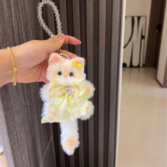 ウサギの毛のツイストスティックの子猫の手作りのdiy材料は人形の誕生日プレゼントを包んで女の子の親友のバッグのペンダントを送ります。